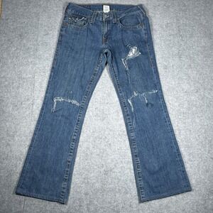 Vintage True Religion Billy Denim Jeans Mens 32 Medium Blue Wash Y2K Bootcut